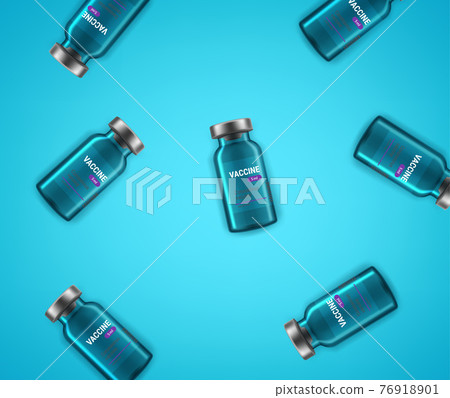 Vaccine glass vials on a table. Vector composition Vaccine glass vials on a table. Vector composition 76918901