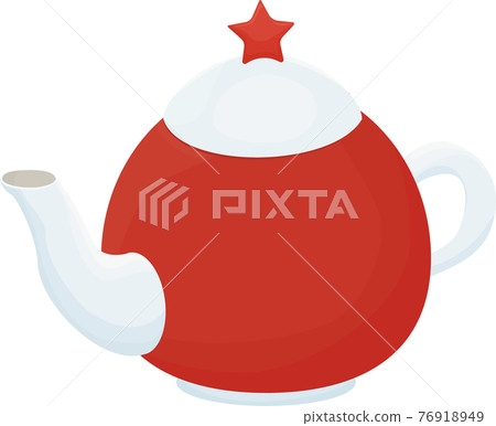 White and red teapot with red star isolated on white 76918949