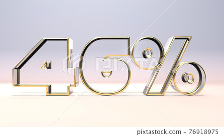46% 3d glass material surrounded by a golden frame, discount business concept 3d render illustration 46% 3d glass material surrounded by a golden frame, discount business concept 3d render illustration 76918975