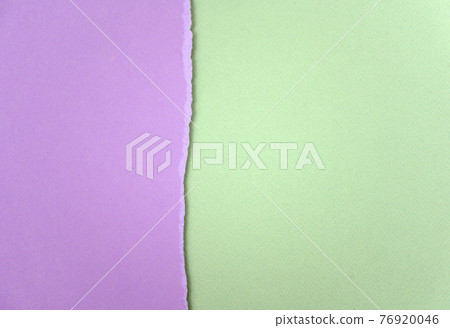 Light purple and green color torn papers abstract texture background. Blank matte papers combination. Free space. Top view, horizontal style. Light purple and green color torn papers abstract texture background. Blank matte papers combination. Free space. Top view, horizontal style. 76920046
