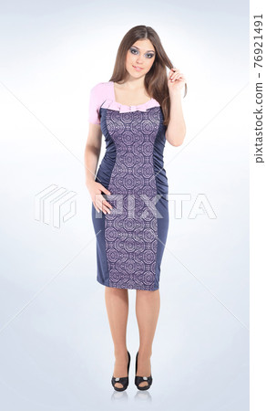 in full growth.Beautiful woman in summer dress.isolated on white.plus size 76921491