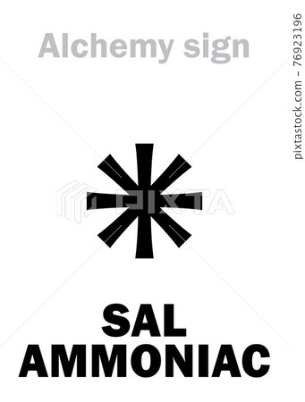 Alchemy Alphabet: SAL-AMMONIAC (Sal Ammoniacus, Sal volatile), Sal ammiac, Salmiac, Sal armagnac (Salt armoniak), eq.: Nushadir salt. Ammonium chloride: Chemical formula=[NH4Cl]. 76923196