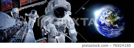 Astronaut spaceman do spacewalk while working for space station Astronaut spaceman do spacewalk while working for space station 76924180
