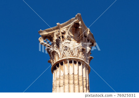 Corinthian columns of Temple of Olympian Zeus close-up, Athens, Greece Corinthian columns of Temple of Olympian Zeus close-up, Athens, Greece 76925031