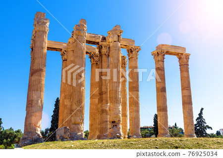 Sunny view of Temple of Olympian Zeus in Athens, Greece, Europe Sunny view of Temple of Olympian Zeus in Athens, Greece, Europe 76925034