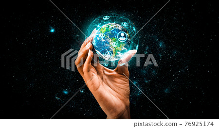 Global network connection covering earth with link of innovative perception 76925174