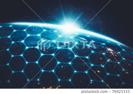 Global network connection covering the earth with lines of innovative perception Global network connection covering the earth with lines of innovative perception 76925333