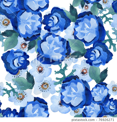 Blue flowers on a white background watercolor pattern Blue flowers on a white background watercolor pattern 76926271