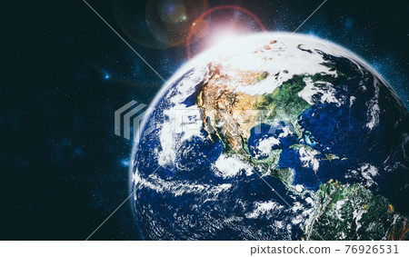 Planet earth globe view from space showing realistic earth surface and world map Planet earth globe view from space showing realistic earth surface and world map 76926531