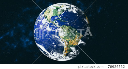 Planet earth globe view from space showing realistic earth surface and world map Planet earth globe view from space showing realistic earth surface and world map 76926532