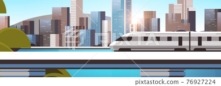 modern town with skyscrapers and monorail train on bridge smart city solutions urban infrastructure innovation modern town with skyscrapers and monorail train on bridge smart city solutions urban infrastructure innovation 76927224