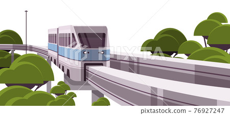 modern monorail train on bridge smart city solutions urban futuristic transport 76927247