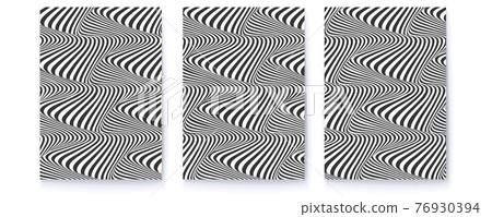 Set of covers with optical illusions. Black and Set of covers with optical illusions. Black and 76930394