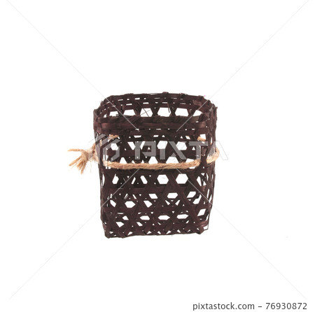 Bamboo basket hand made isolated on white background. Bamboo basket hand made isolated on white background. 76930872