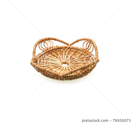 Bamboo basket hand made isolated on white background. Bamboo basket hand made isolated on white background. 76930873