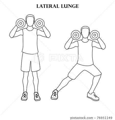 Lateral lunge exercise strength workout vector illustration outline 76931149