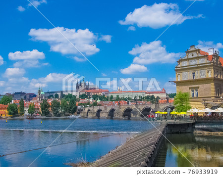 View on city on Vltava river in Prague View on city on Vltava river in Prague 76933919