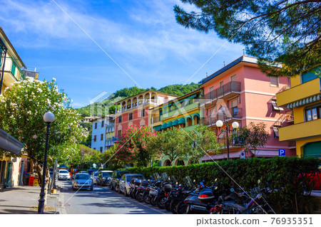 Sunny Cityscape of little street in Moneglia village in Liguria Sunny Cityscape of little street in Moneglia village in Liguria 76935351