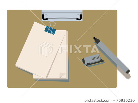 Illustration of note paper and pen. Stationery clip art. Illustration material. 76936230