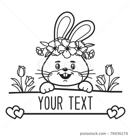 Vector Bunny split monogram, Bunny face frame, Baby clothes print Vector Bunny split monogram, Bunny face frame, Baby clothes print 76936278