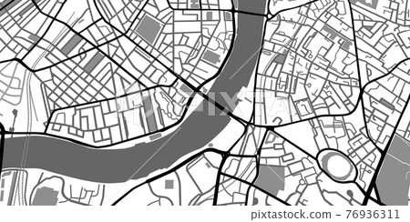 Black and white map. City center roads monochrome scheme. Hand drawn town graphic template, navigational plan. Urban topographic mockup. Vector minimal sketch of streets and districts Black and white map. City center roads monochrome scheme. Hand drawn town graphic template, navigational plan. Urban topographic mockup. Vector minimal sketch of streets and districts 76936311