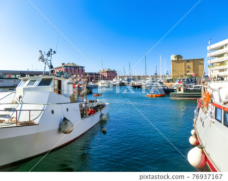 View of the seaport of Genoa, Italy View of the seaport of Genoa, Italy 76937167