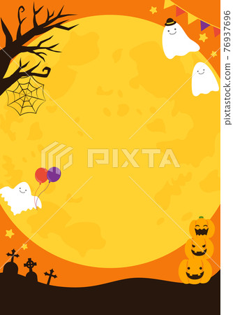 萬聖節可愛框架背景矢量圖（萬聖節） 76937696