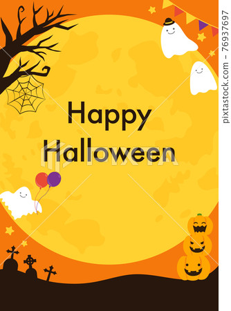 萬聖節可愛框架背景矢量圖（萬聖節） 76937697