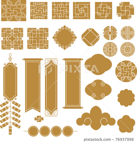 Set of Chinese, Japanese and Asian traditional decoration 76937898