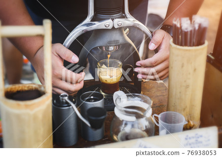 Handmade Rok coffee maker espresso shot. Handmade Rok coffee maker espresso shot. 76938053