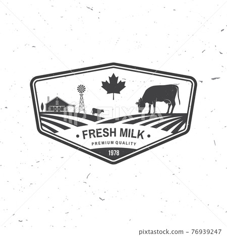 Fresh natural milk badge, logo. Vector. Typography design with cow silhouette. Template for dairy and milk farm business - shop, market, packaging and menu Fresh natural milk badge, logo. Vector. Typography design with cow silhouette. Template for dairy and milk farm business - shop, market, packaging and menu 76939247
