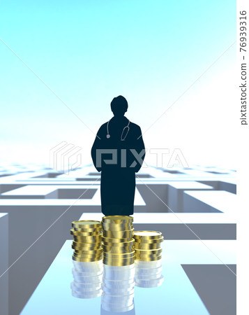 醫生的剪影男性迷宮金錢 Cg 插圖垂直 76939316