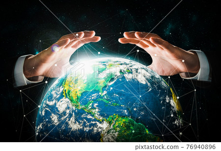 Global network connection covering earth with link of innovative perception 76940896