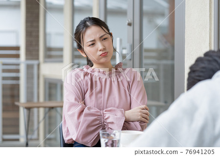 Couple quarreling in a cafe Couple quarreling in a cafe 76941205