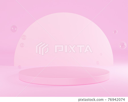 Abstract geometric podium background, mock-up, blank minimalistic empty showcase template, Modern art deco shop display, pastel colors. 3d render. 76942074