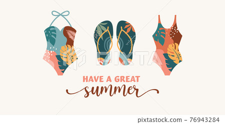 Bohemian Summer, modern summer illustrations and design of rainbow, flamingo, pineapple, ice cream 76943284