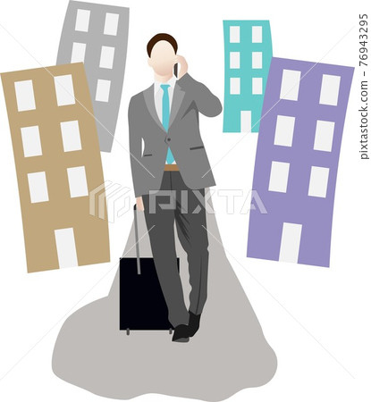 A man with a suitcase in his hand. A man with a suitcase in his hand. 76943295