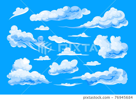 Sky Clouds Set On Blue Background 76945684