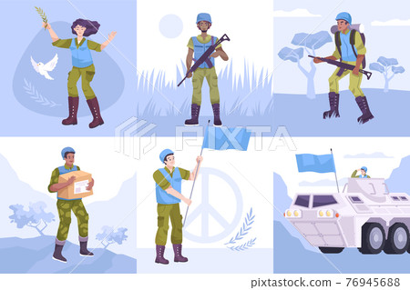 Flat Peacekeepers Composition Icon Set 76945688
