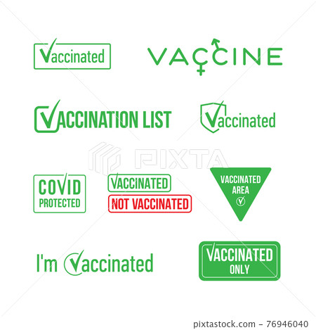 Marks, signs and logos confirming vaccination against the covid-19 coronavirus Marks, signs and logos confirming vaccination against the covid-19 coronavirus 76946040