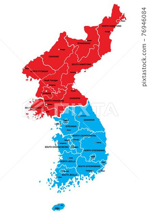Doodle freehand drawing Korea political map with major cities. Doodle freehand drawing Korea political map with major cities. 76946084