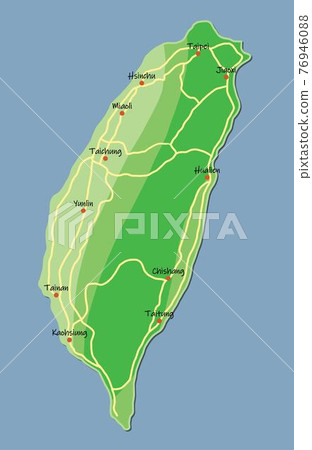 Doodle freehand colorful drawing Taiwan map with major cities and highway. Doodle freehand colorful drawing Taiwan map with major cities and highway. 76946088