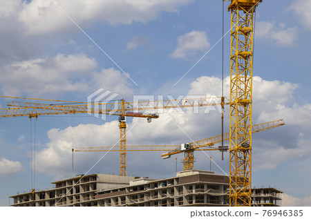 View of construction site, industrial image. Moscow, Russia 76946385