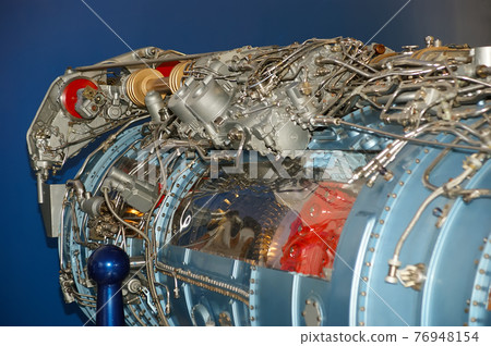 Large jet engine detail viewed from below (other views available). 76948154