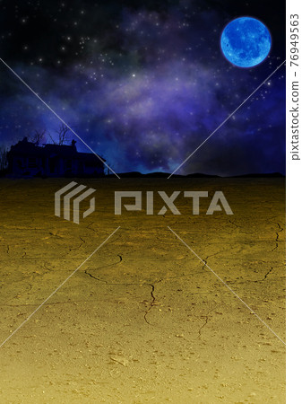 夜空藍月與旱地廢墟圖解 夜空藍月與旱地廢墟圖解 76949563