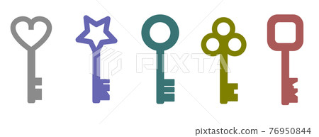 具有簡單形狀的鑰匙的插圖 76950844