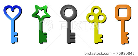 具有簡單形狀的鑰匙的插圖 76950845