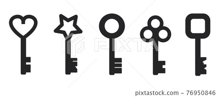 具有簡單形狀的鑰匙的插圖 76950846