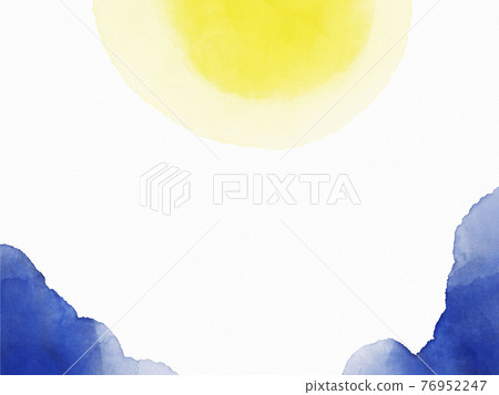 太陽和雲彩背景水彩 太陽和雲彩背景水彩 76952247