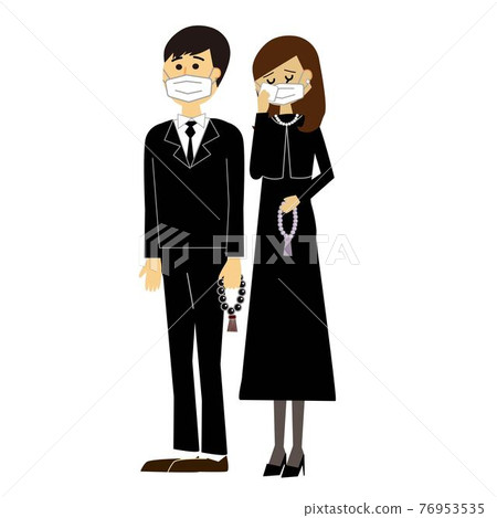 A couple attending a funeral with a mask 76953535